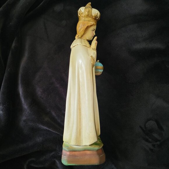 Vintage Infant of Prague Statue Child Jesus Statue Chalkware Figure 17 Inches - Picture 5 of 11